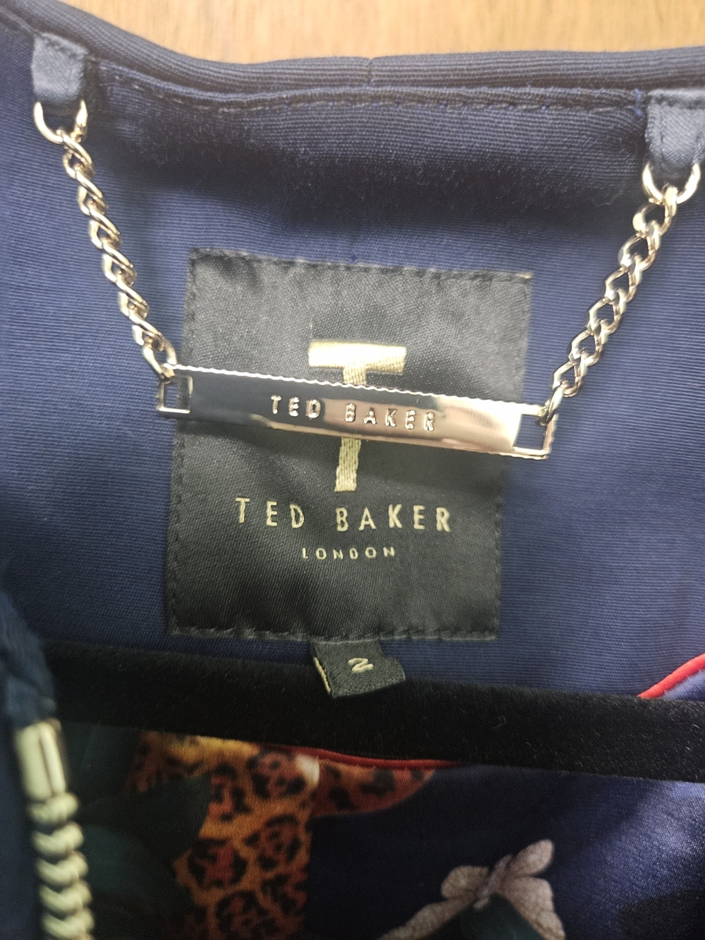 Ted Baker Navy Ruffle Zip Front Jacket - Picture 7 of 9